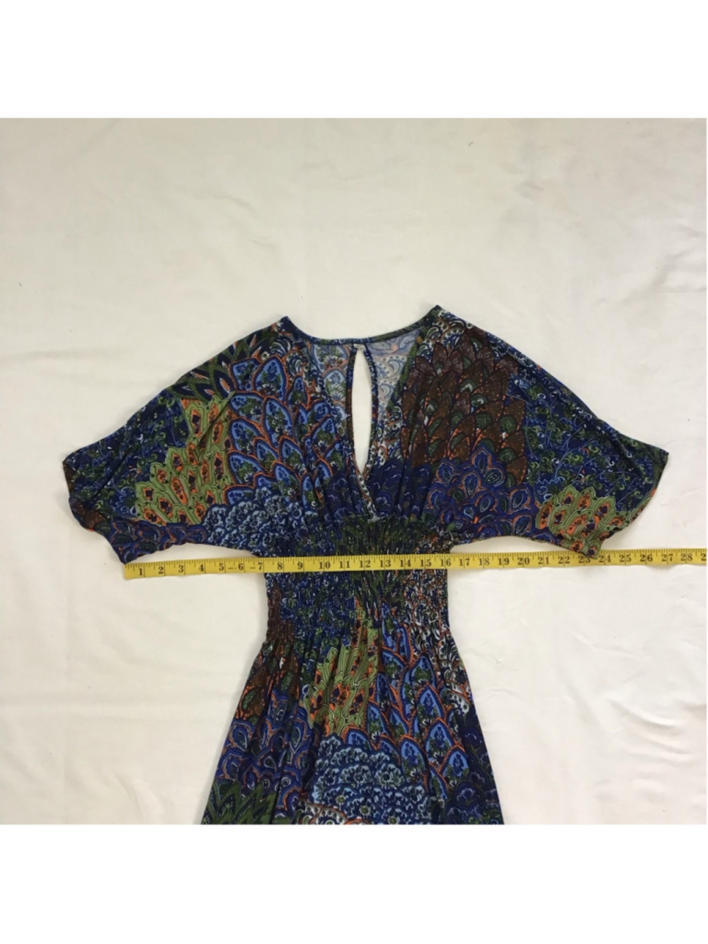 5th & love Women Elegant Blue Green Peacock Paisley Maxi Dress no size tag - Picture 9 of 12